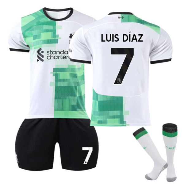 Ny 23-24 original Liverpool grön borta tröja nr 11 Salah 27 Nunez 66 Arnold vuxen tröja barnfotbollskläder + knäskydd 22 NO.7