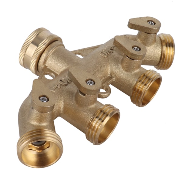 G3/4 Messing 4-vejs Havevandingsfordeler Kugleventil Slangetilpasning Vandhane Ventilforbindelse