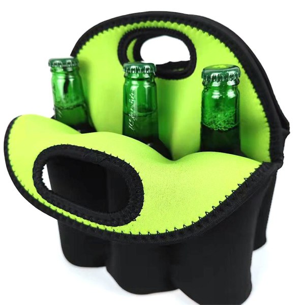 Dykking Ølflaskesett Utendørs bærbar vinflaskepose Tote Bag Seks-pack Party Wine Bag bright green
