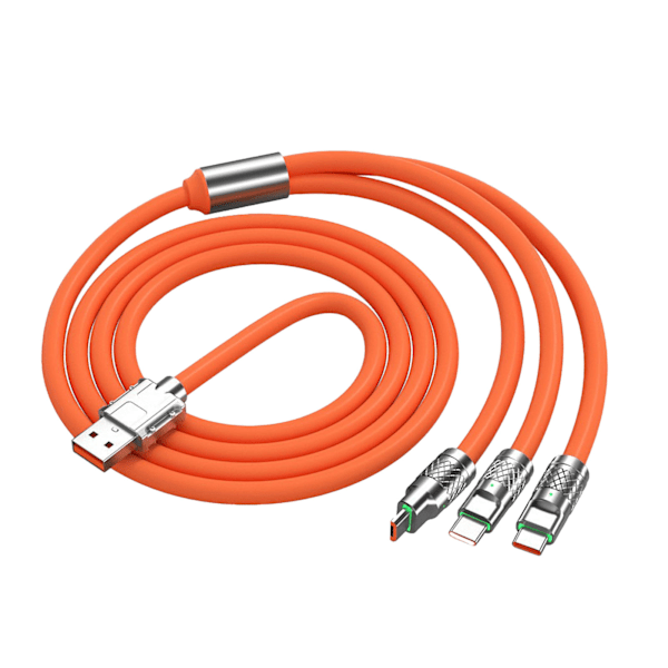 3,94ft 120W 3 i 1 laddningssladd för IOS-gränssnitt för Android TYPE C-gränssnitt Universal multiladdningskabel för mobiltelefoner