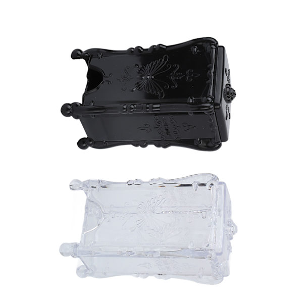 2 stk Bomuldsdyna Opbevaringsboks 3D Butterfly Rose Mønster ABS Transparent Sort Make Up Pad Holder med Låg
