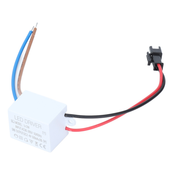 500mA 1X3W LED-drivrutin Strömförsörjning Drivrutinkontakt LED-lampa Transformatoringång AC95‑265V utgång 2‑4VDC