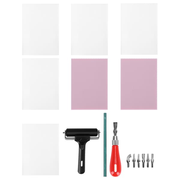【NX】Gummi Carving Kit Stämpel Block Making Set Printmaking Printing Art Craft with Cutter Tools