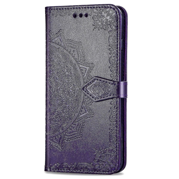 Xiaomi Redmi Note 9s/9 Pro/ pro Max Case Nahkainen cover kohokuvioitu Mandala Magnetic Flip Protection Iskunkestävä - Violetti