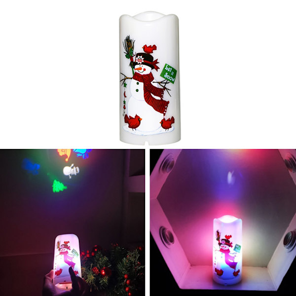 2 i 1 Flameless LED Candle Projection Light Candle Light och självlysande projektionslampa för julens heminredning