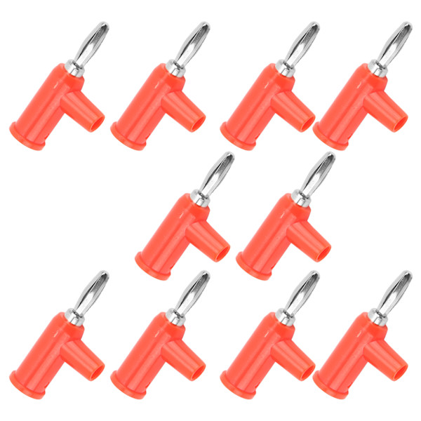 10 stk Stabelbare Bananpropper 4 mm/0.2in Lodfri Messing Standardstørrelse Stabelbar Banankontakt til Sikkerhedsudstyr Rød
