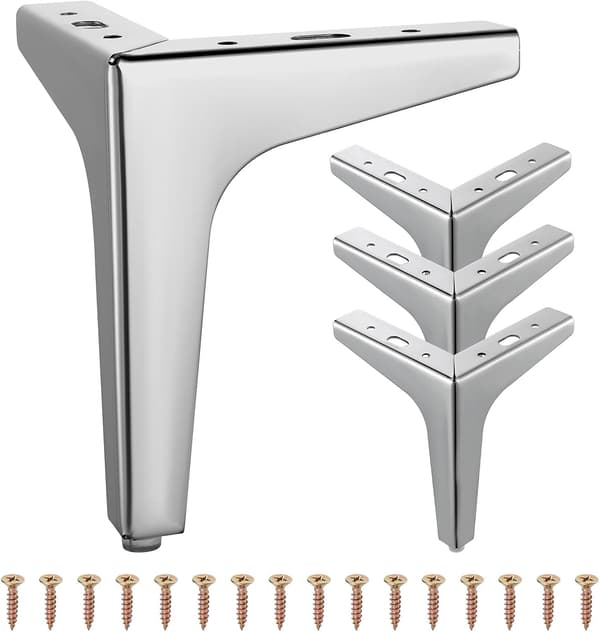 4 st metallben, 15 cm triangulära möbelben för soffa, soffbord, TV-bänk och andra möbelben