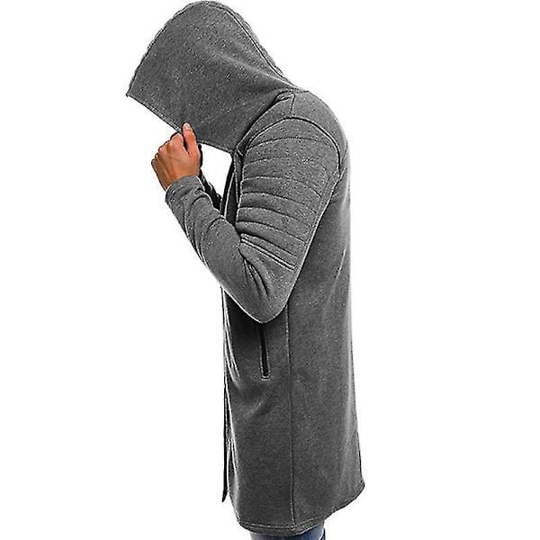 Yksinkertainen harmaa miesten pitkä vetoketjullinen huppari 2XL