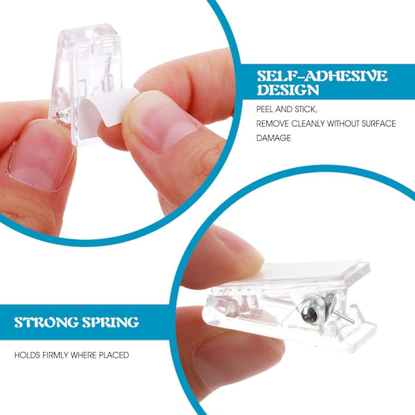 【NX】15 Pcs Self-Adhesive Clips Wall Clips Transparent Clips Command Clips