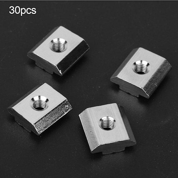 30 stk 30-serien T-spormuttersett Aluminiumprofilgjengede T glidemutterblokkfester (M5)