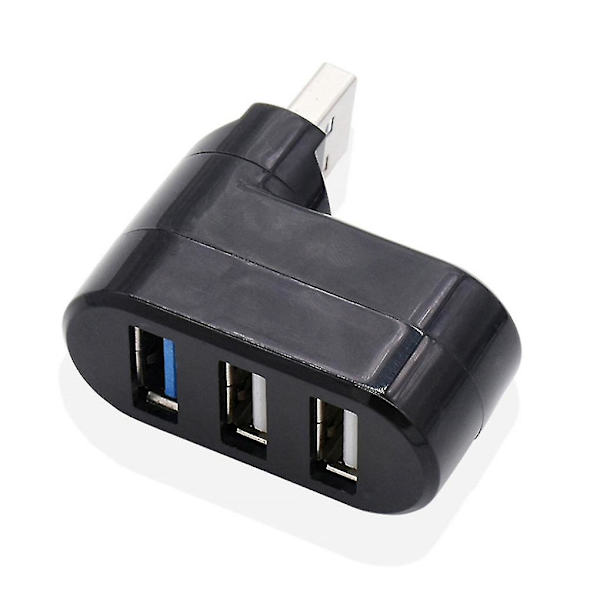 Svart plast 3-portars USB 3.0-hubb för bärbara datorer - Dockingstation Extender
