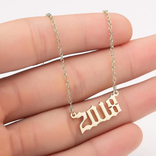 1980-2019 Fødselsår nummer Charm vedhæng rustfrit stål kæde halskæde smykker Golden 2018