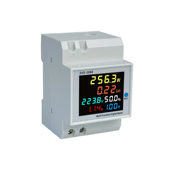 Enfas energimätare DIN-skena elektrisk display AC 40-300V 100A Voltmeter Amperemeter Watt Kwh Frekvens Integrerad Wattmeter CT