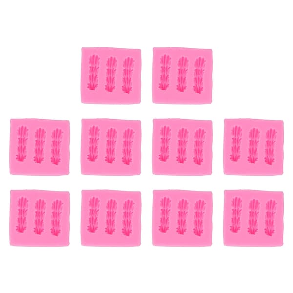 10 stk. Silikone Bageform Multifunktionel Høj Temperaturbestandig DIY Kiks Chokolade Slik Form Pink