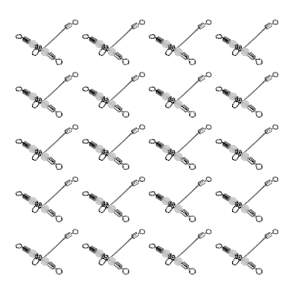 20st T Shape Luminous Fishing Swivel 3 Way Connector Cross Line Rolling Swivel med pärlor4x5 #