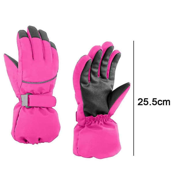 Barn Vinterhandske Pojkar Flickor Snow Ski Vattentäta handskar för tonåringar Fleecefoder Pink