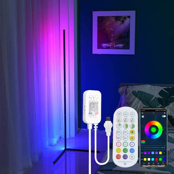 Fjernstyret LED-gulvlampe med tilhørende app, RGB, 7W