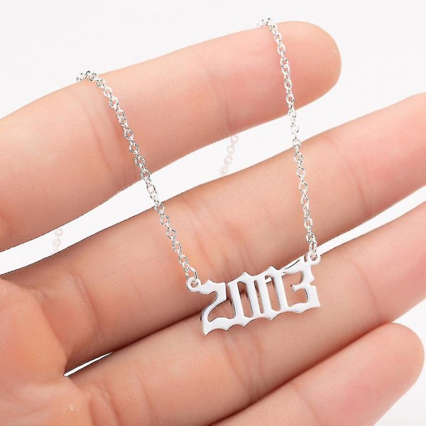 1980-2019 Fødselsår nummer Charm vedhæng rustfrit stål kæde halskæde smykker Golden 2012