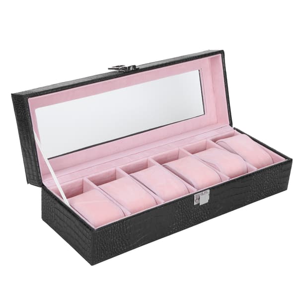 【NX】6-slots Watch Box PU Læder Rektangulær Armbåndsur Display Etui Organizer Gave Sort