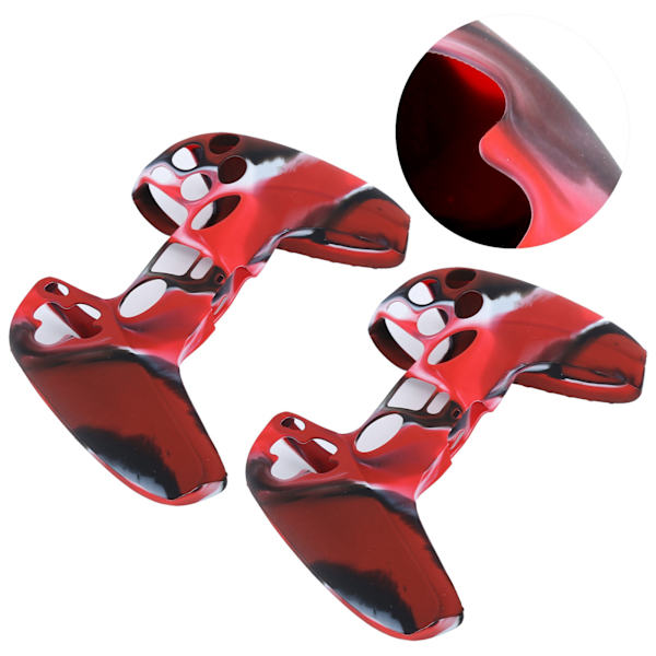 2 stk. Gamepad Beskyttelsesetui Camouflage Silikon Cover Skin til PS5 Game Controller Camo Red