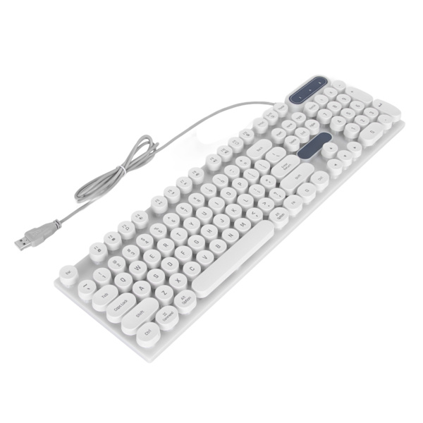 Gamingtangentbord USB Runda 104 nycklar Andas Bakgrundsbelyst Ergonomiskt vattentätt trådburet tangentbord för stationär bärbar dator Punk White