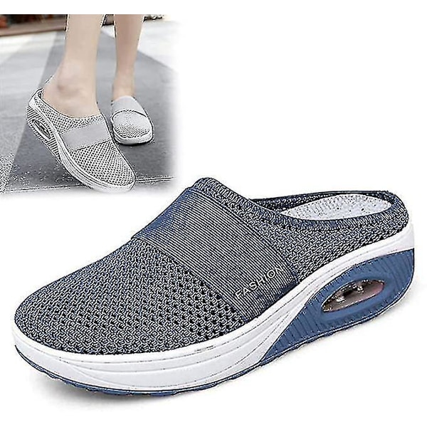 Orthopedic Diabetic Air Cushion Slip-on Walking Shoes, Blue, Size 36 EU