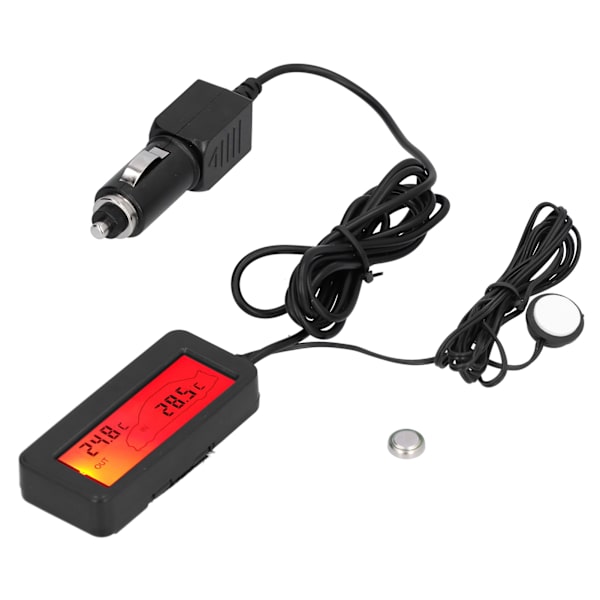 Mini termometer Elektronisk temperaturmätare med LCD-skärm DC12V för bil inomhus utomhusröd