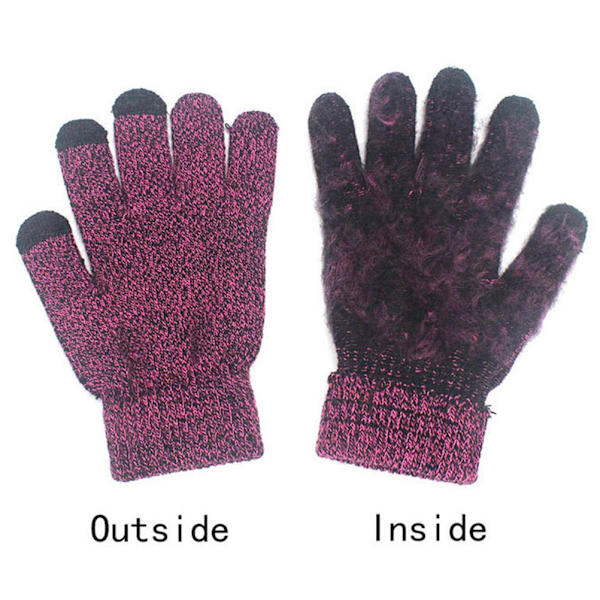 3st Vinterstickad mössa Scarfhandskar Set Fleecefodrad Varm Beanie Touch Screen Handskar för Kvinnor Män Utomhus Cykling Skidåkning