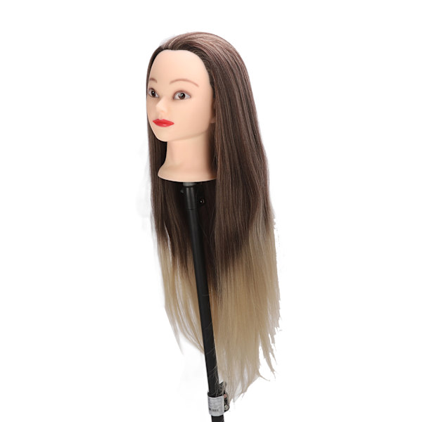 Träningshuvud Långt Mjukt Hår Frisör Styling Skyltdocka Huvud Hat Display för strykning Flätning