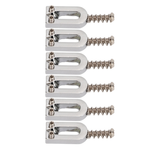 6st U-formade elgitarrbrosadlar Tremolo Metal Roller Skruv Sadelbyte Silver