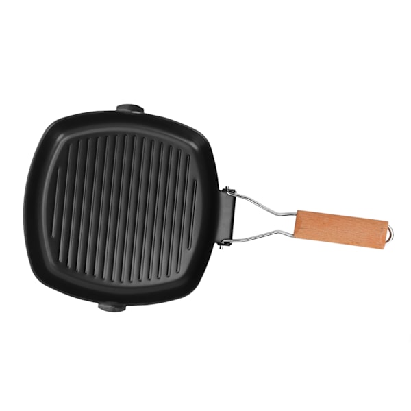 Stegepande Vikbar Non-Stick Bærbar Bøfpande med Træhåndtag mod Skoldning til Madlavning Camping 24 cm / 9,4 tommer