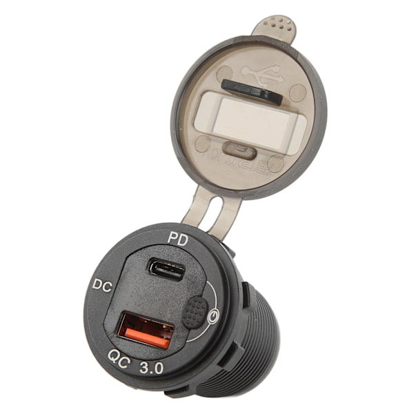 USB billaddaradapter QCPD Snabbladdning 12‑24V vattentät spänningsdisplay Universal för motorcyklar Yachts