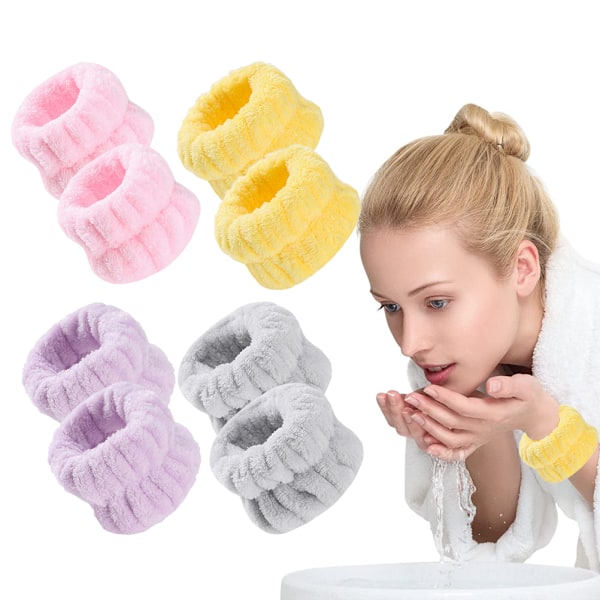 4 par Wrist Spa Wash Band Färg Handledstvätt Handduksband Absorberande armband Handledssvettband för att tvätta ansiktet