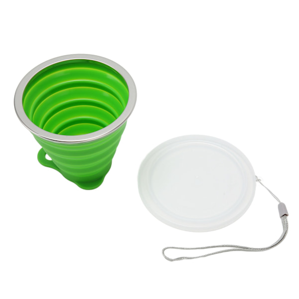 Hopfällbar vattenkopp 270 ml livsmedelsklassad silikon flexibel bärbar hopfällbar campingkopp för resekontor utomhus grön