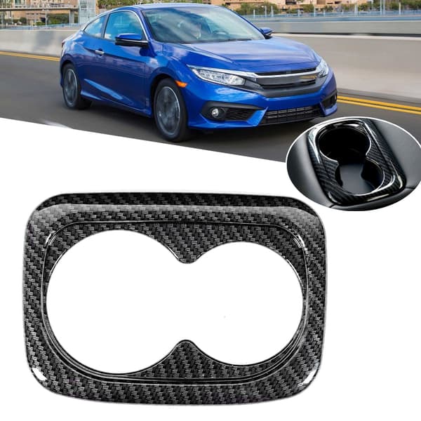 Koppholderdeksel i karbonfiberstil bak, passer til Honda Civic 10. generasjon 2016-2019