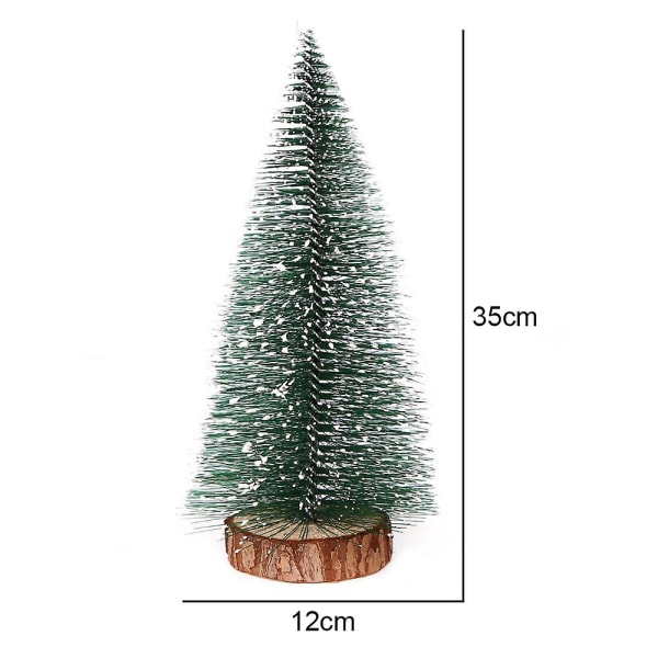 Mini julgranar, träd med trä bas, Xmas bordsskiva träd för hem kök jul dekoration 35CM