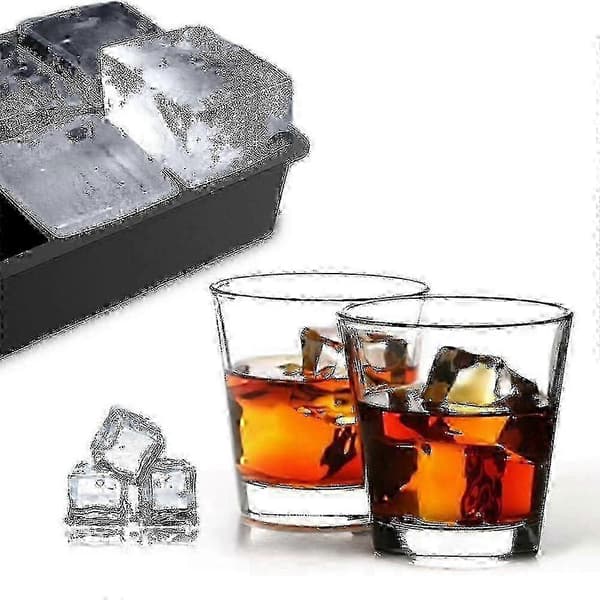 Firkantede isterningebakker i silikone, 2-pak, kompatible med bourbonwhisky