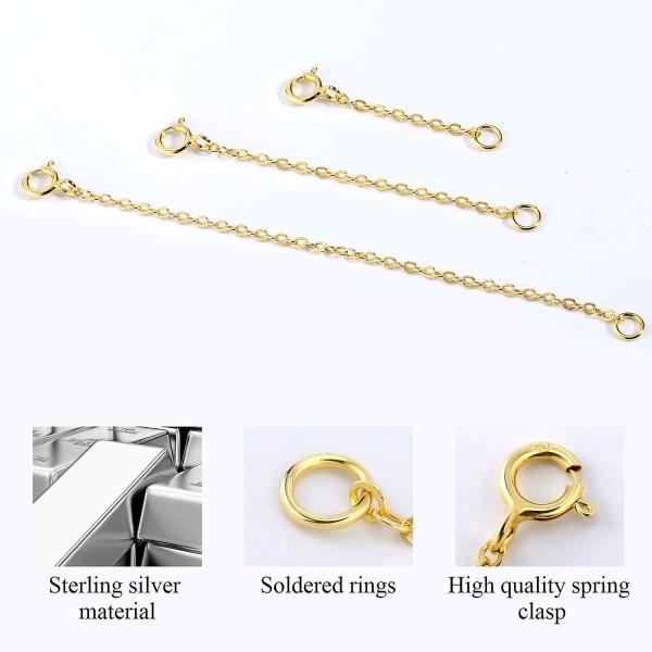Halsbandsförlängare 925 Sterling Silver Kedjeförlängare för halsband Ankelband Armbandsförlängning