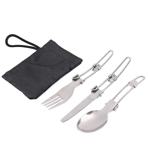 3st/set Knivgaffel Sked Camping Bestickset Rostfritt stål Bärbar hopfällbar servisset