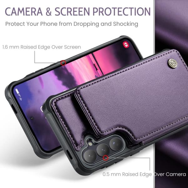 Compatible with Samsung Galaxy S26 5G Case with Card Slots RFID Protection Purpur