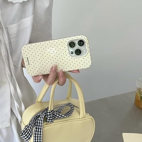 inewateri Compatible with iPhone 13/14 Case, Cute Fashionable Dotted Design, Soft TPU Slim Protective Case Yellow Yellow iPhone14 pro