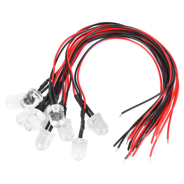 50 stk. 12V LED Pre Wired Lysdiode 10 mm Rundt Hode Lysperle DIY Deler Oransje Belysning