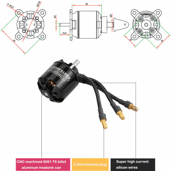 Goolsk 2216 880KV 14-polig borstlös motor för rc-flygplan Multicopter F450 Fastvingad Quadcopter