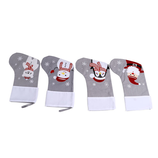 4st Julstrumpor Tecknad Penguin Björn Jultomten Snögubbe Print Xmas Strumpor Set för familjehelgens julfest