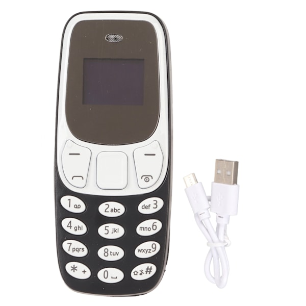 Verdens Mindste Telefon Håndfri Bluetooth Dialer Dobbelt SIM-kort Ulåst GSM 2 i 1 Mini Mobiltelefon Sort
