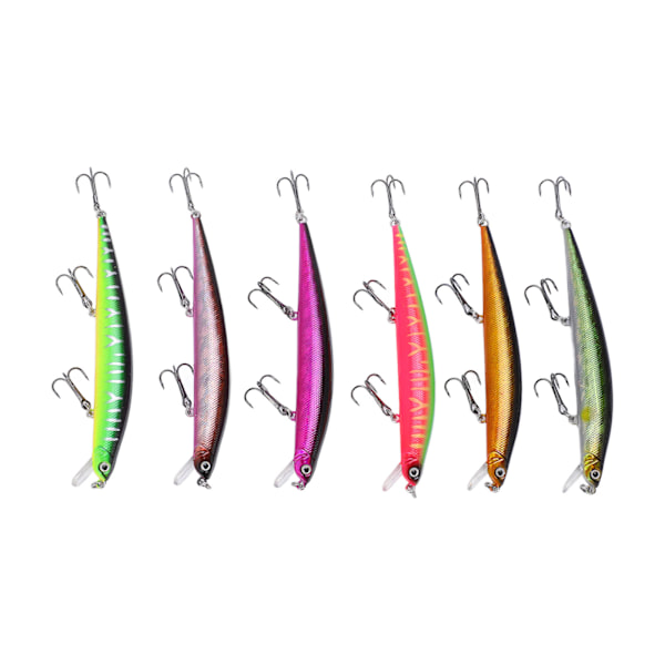 6 kpl Minnow-uistin, pitkä heitto, kelluva, keinotekoinen kovauistin, kala jig-uistin, wobbler