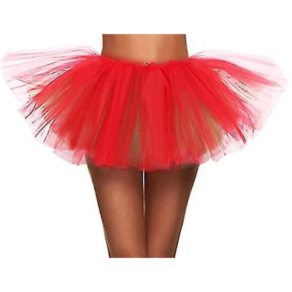 Simplicity Classic Red-Green 5-Layered Tulle Tutu Skirt for Women