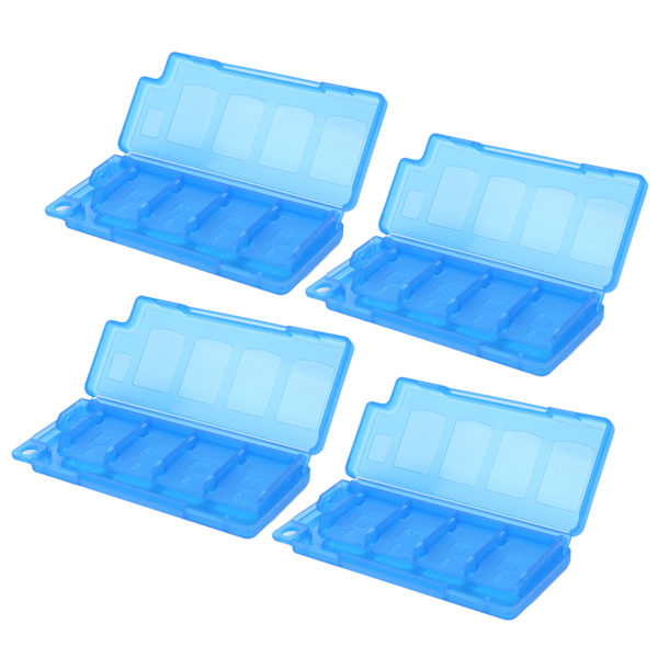 4 st Spelkortsfodral Förvaringsbox med 8 i 1 Kortplats + 2 st Platser för Nintendo Switch Blå