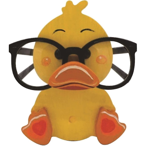 Animal Shaped Wooden Glasses Holder Display Rack - Yellow Duck