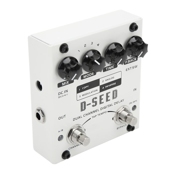 Forsinkelseseffekt Dual Channel 4 tilstande elektrisk guitar Digital forsinkelse monoblock effektpedal DC9V 75mA
